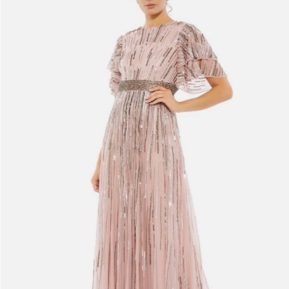Mac Duggal Pink Sequin Embellished Gown